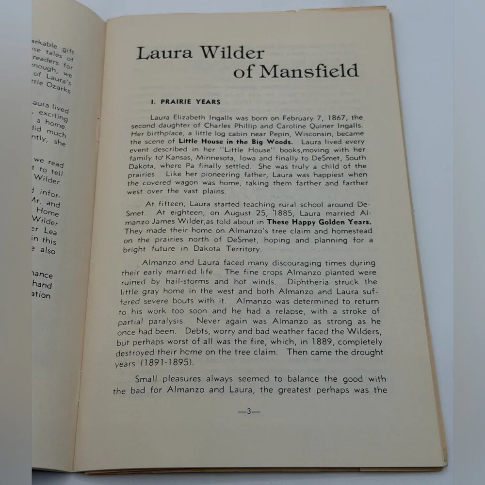 Lot of 2 Vintage Laura Ingalls Wilder Biography & Laura's Rose Booklet Paperback